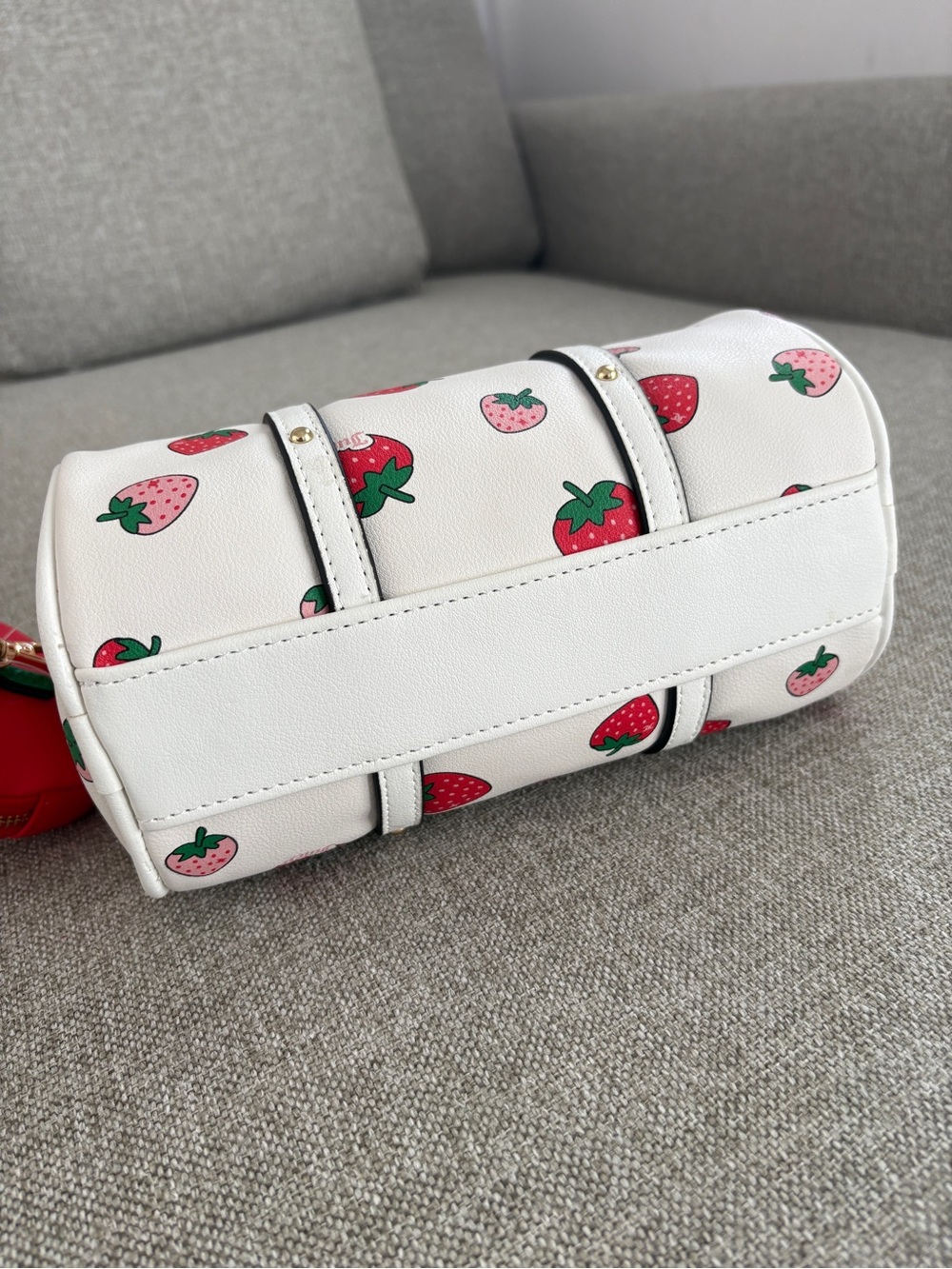 Juicy Couture White Barrel Crossbody with Red Strawberry Print and Gold Hardware - Picture 6 of 7